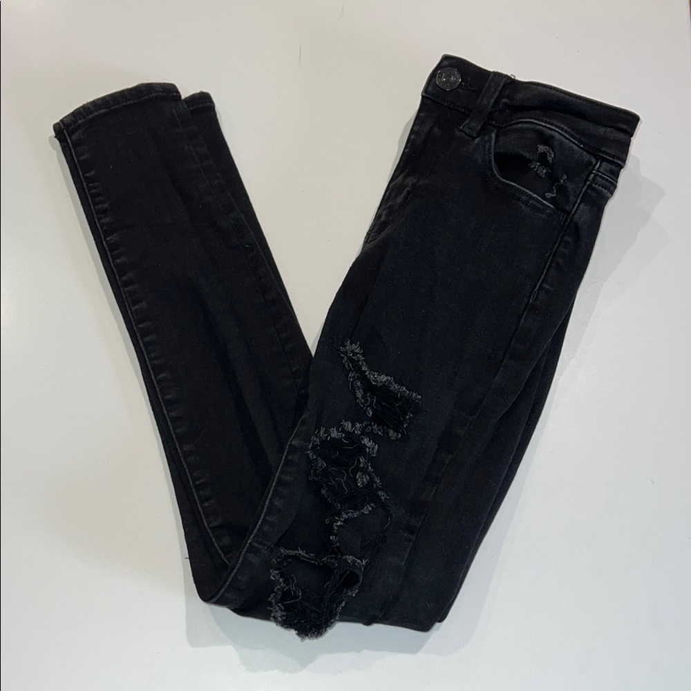 American Eagle Outfitters Black Ripped Skinny Jeans
